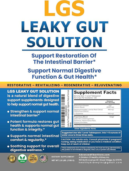 Leaky Gut Repair w/L Glutamine & Prebiotics- Gut Restore, Leaky Gut Health Powder- Leaky Gut Repair Supplements for IBS, Digestive Restoration & Gut Lining Support- Includes Guthealth Assist Book