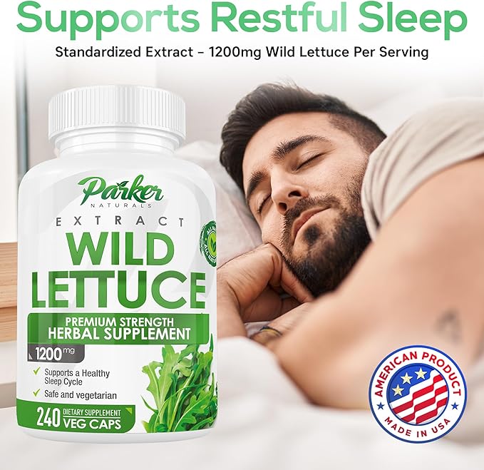 Wild Lettuce Extract – Herbal Sleep Supplement 1200mg, 4:1 Concentrated, Vegan Capsules, Soothes Discomfort, 120 Servings, 240 Count