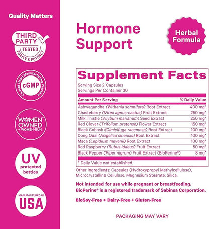 Pink Stork Ashwagandha, Maca Root, and Black Cohosh - Hormone Balance for Women - 9 Clinically-Studied Herbs for Perimenopause and Menopause - Hot Flashes, Mood Swings, Energy, 60 Capsules