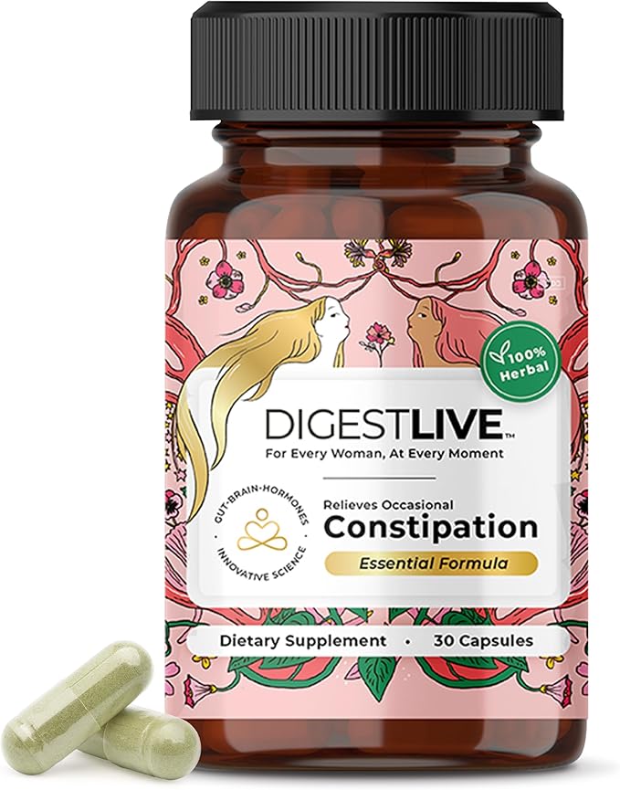 Essential Constipation Relief Laxative for Women, 30 Capsules,100% Herbal Stool Softener - Female Gentle Natural Colon Cleanse, Detox, Bloating & Gas, Fast-Acting, Vegan, Gluten & GMO-Free