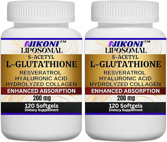 Liposomal S-Acetyl L-Glutathione Resveratrol, Hyaluronic Acid & Collagen 500 mg-240 Softgels