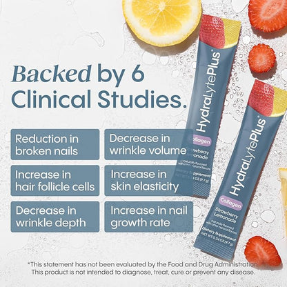 Hydralyte Verisol Collagen Packets with Electrolytes, Hydration Packets with Collagen for Women and Men, Electrolytes Powder with Collagen for Travel and Daily Hydration with Vitamin C (30 Count)
