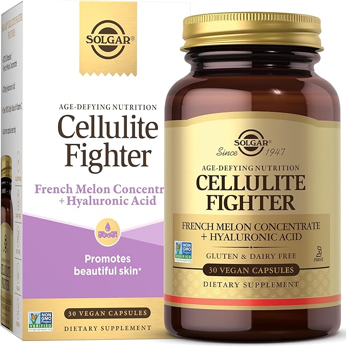 Solgar Cellulite Fighter Age-Defying Nutrition for Women—Promote Beautiful Skin with French Melon Concentrate + Hyaluronic Acid and Vitamin C, Once Daily, Vegan, Dairy, Soy, Gluten Free, 30 Servings