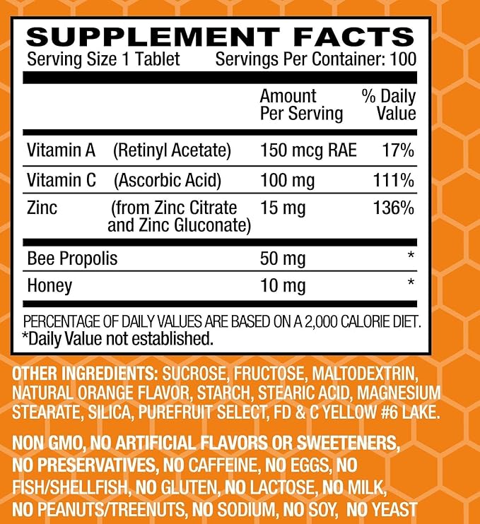 Basic Brands Zinc Lozenges, 100 Count, Orange