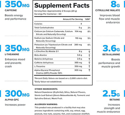 LEGION Pulse Pre Workout - All Natural Nitric Oxide Preworkout Drink to Boost Energy, Creatine Free, Naturally Sweetened, Beta Alanine, Citrulline, Alpha GPC (Mojito)