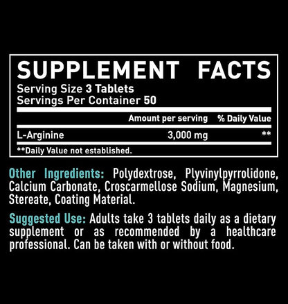 Zeal Naturals L Arginine 3000mg Capsules (150 Tablets | 1000mg) Maximum Dose L-Arginine Nitric Oxide Supplement for Supporting Muscle Growth, Vascular Function and Energy - Nitric Oxide Booster