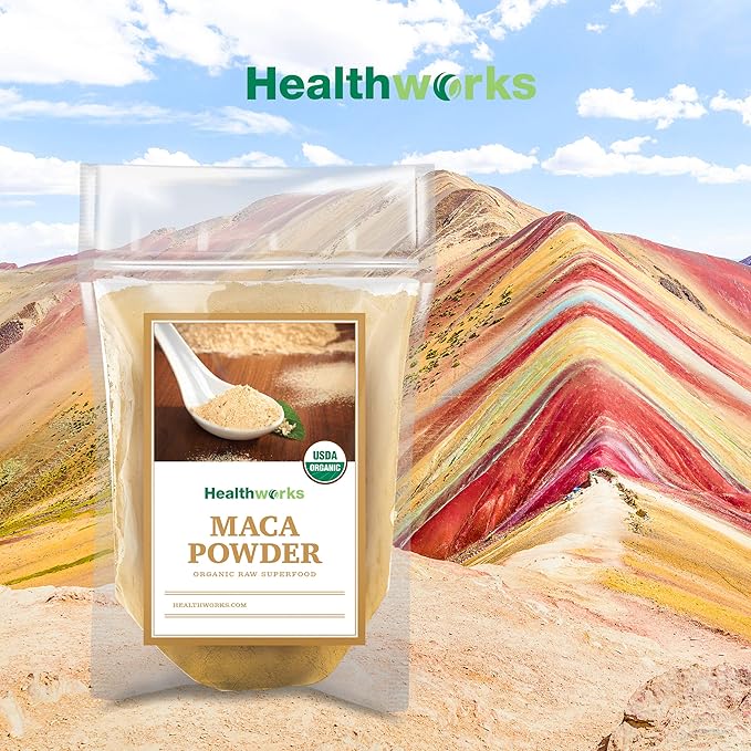 Healthworks Superfoods Organic Maca Powder Raw - 32 Oz / 2 Lbs - Certified Organic Flour Use - Keto, Vegan & Non-GMO - Premium Peruvian Origin - Breakfast, Smoothies, Baking & Coffee - Antioxidant