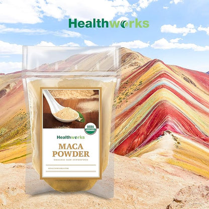 Healthworks Superfoods Organic Maca Powder Raw - 32 Oz / 2 Lbs - Certified Organic Flour Use - Keto, Vegan & Non-GMO - Premium Peruvian Origin - Breakfast, Smoothies, Baking & Coffee - Antioxidant
