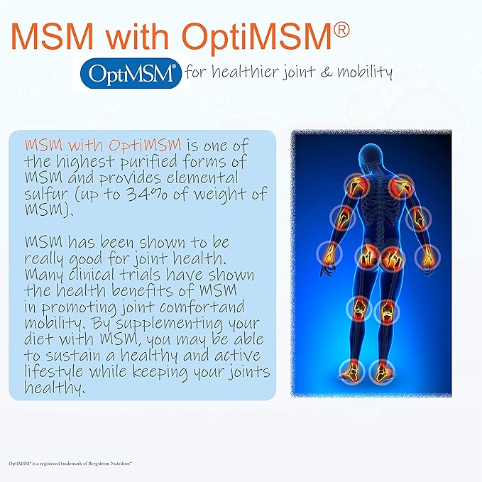 Doctors BEST MSM, Supports Hair, Skin, Nails, & Joints, Non-GMO, Gluten Free, 3000 mg Per Serving, 360 Capsules