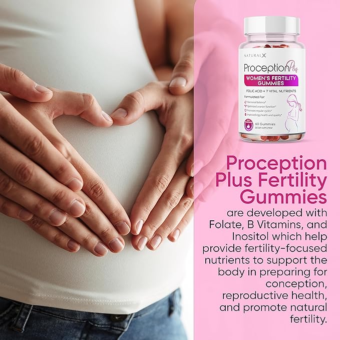 Fertility Gummies for Women - Myo-Inositol, Folic Acid, Biotin, B Vitamins - Inositol Supplement for Female Fertility Support, Hormone Balance, Ovulation, Prenatal Conception (60 Vegan Gummies)