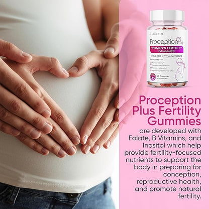 Fertility Gummies for Women - Myo-Inositol, Folic Acid, Biotin, B Vitamins - Inositol Supplement for Female Fertility Support, Hormone Balance, Ovulation, Prenatal Conception (60 Vegan Gummies)