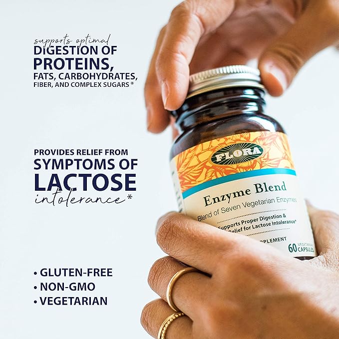 Udo's Choice Flora - Immediate Support Digestive Enzymes - Supports Lactose Digestion, Bloating, Heartburn & Gas - Contains 7 Enzymes - Gluten-Free - 90 Vegetarian Capsules