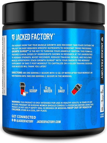 Jacked Factory Growth Surge Creatine Post Workout w/L-Carnitine - Daily Muscle Builder & Recovery Supplement with Creatine Monohydrate, Betaine, L-Carnitine L-Tartrate - 30 Servings, Cherry Limeade