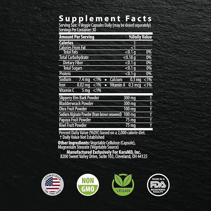 KaraMD Lectin Guard | Gut Repair & Colon Cleanse Supplement | Lectin Blocker| Slippery Elm, Bladderwrack, Sodium Alginate, Okra, Kiwi & Papaya | Natural Gut Cleanse, Non-GMO & Gluten Free 30 Servings