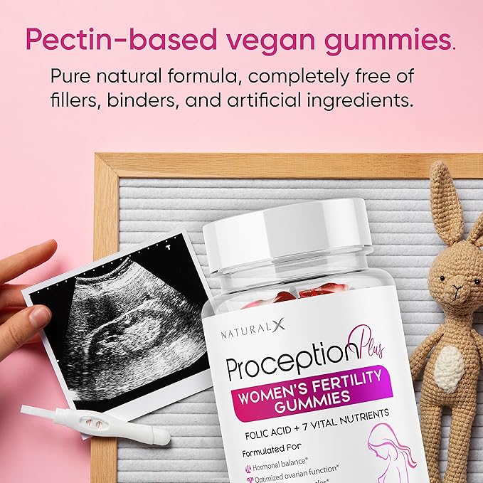 Fertility Gummies for Women - Myo-Inositol, Folic Acid, Biotin, B Vitamins - Inositol Supplement for Female Fertility Support, Hormone Balance, Ovulation, Prenatal Conception (60 Vegan Gummies)