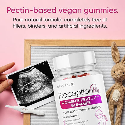 Fertility Gummies for Women - Myo-Inositol, Folic Acid, Biotin, B Vitamins - Inositol Supplement for Female Fertility Support, Hormone Balance, Ovulation, Prenatal Conception (60 Vegan Gummies)