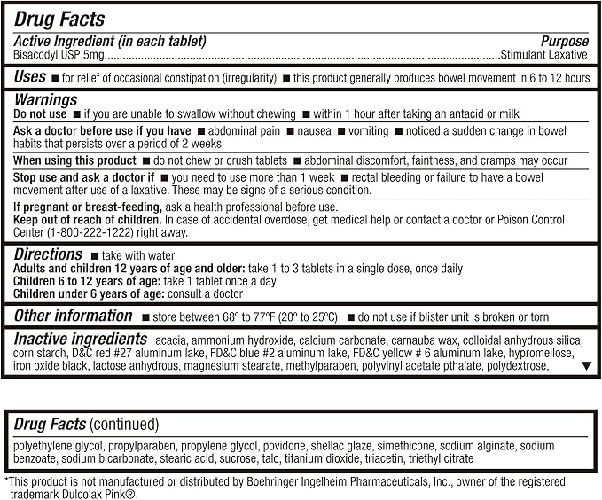 HealthA2Z® Woman's Gentle Laxative | Bisacodyl Stimulant Laxative 5mg | Constipation Relief | Gentle and Reliable | Overnight Relief (24 Pack x 25 Tablets Each (600 Total))