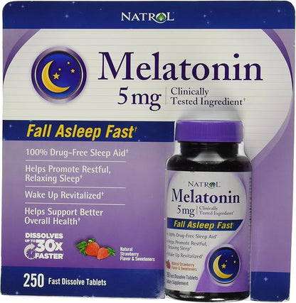 Natrol Melatonin 5 Mg, 250 Fast Dissolve Tablets Strawberry Flavor