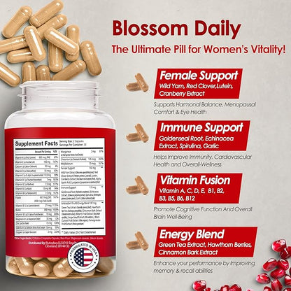 Multivitamin for Women - Womens Multivitamin & Multimineral Supplement for Energy, Mood, Hair, Skin & Nail - Womens Daily Multivitamins A, B, C, D, E, Zinc & More Women's Vitamins Capsules