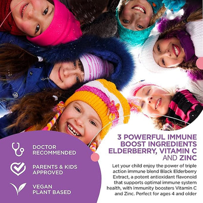 Vitamins, Elderberry Gummies, Zinc Supplements & Vitamin C: Immune Support Vitamins, Bone, Brain, Lung, Skin | Elderberry Gummies Vegan, Gluten Free, Non-GMO (1)