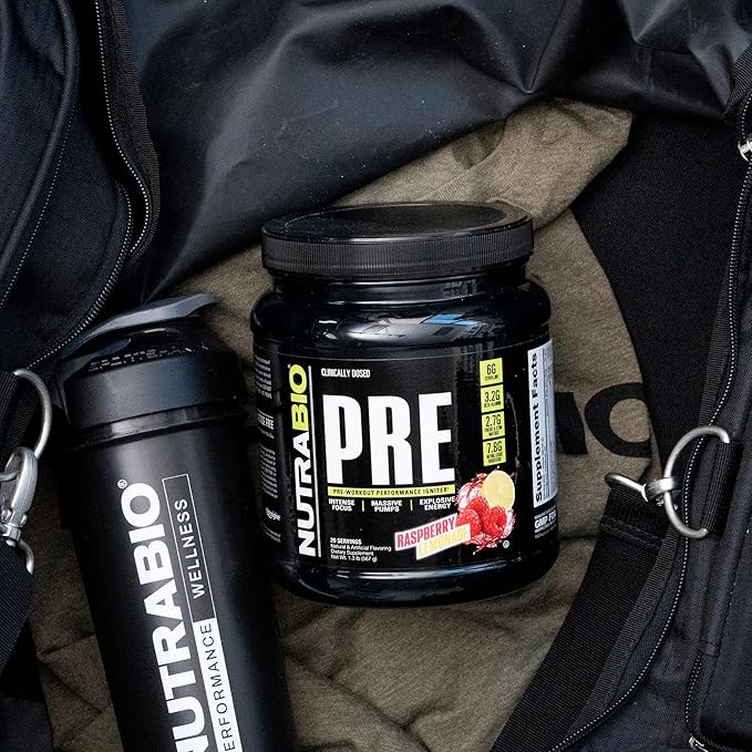 NutraBio PRE Workout Powder - Old Formula- Sustained Energy, Mental Focus, Endurance - Beta Alanine, Creatine, Caffeine, Electrolytes - 20 Servings - Raspberry Lemonade