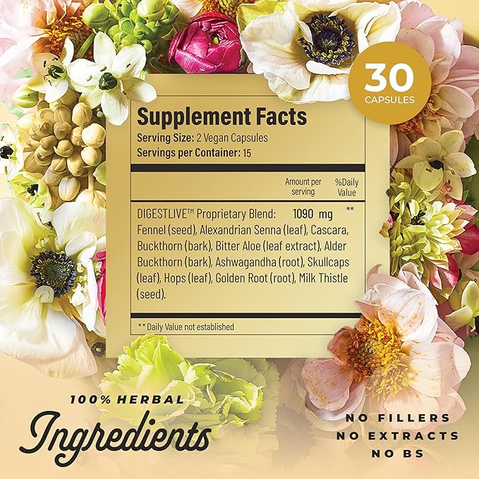 Essential Constipation Relief Laxative for Women, 30 Capsules,100% Herbal Stool Softener - Female Gentle Natural Colon Cleanse, Detox, Bloating & Gas, Fast-Acting, Vegan, Gluten & GMO-Free