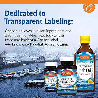 Carlson - Fish Oil Q, 1200 mg Omega-3s 200 mg CoQ10, Function, Energy Production & Circulatory Support, 120 Softgels