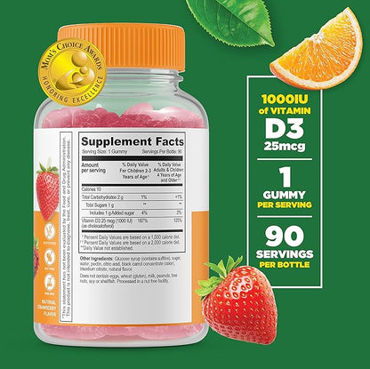 Lifeable Vitamin D Kids + Iron & Vitamin C Kids, Gummies Bundle - Great Tasting, Vitamin Supplement, Gluten Free, GMO Free, Chewable Gummy