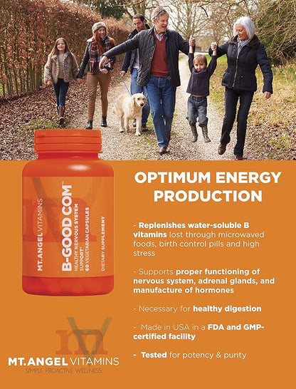 Mt. Angel Vitamins - B-Good Com (Vitamin B Complex), Healthy Nervous System Support (60 Vegetarian Capsules)