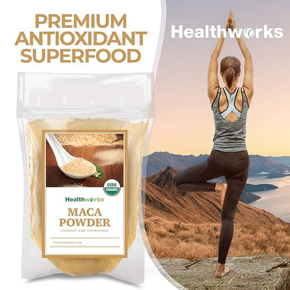 Healthworks Superfoods Organic Maca Powder Raw - 32 Oz / 2 Lbs - Certified Organic Flour Use - Keto, Vegan & Non-GMO - Premium Peruvian Origin - Breakfast, Smoothies, Baking & Coffee - Antioxidant