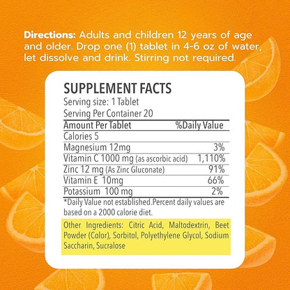 Vitamin c Effervescent Tablets Vitamin C with Zinc 1000mg Vitamin Dissolving Tablets Vitamin C Table Vitamina C Efervescente para Adulto Zinc and Vitamin C 6 Pack