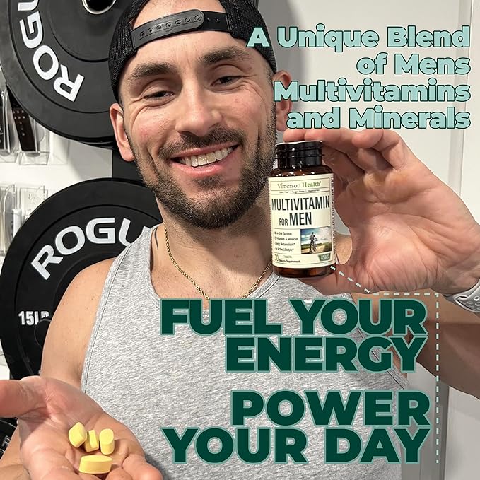 Multivitamin for Men - Daily Mens Multivitamins & Multiminerals with Vitamin D, Vitamin C, B12, Zinc & Iron. Essential Vitamins for Men for Energy, Focus, Stamina, Performance, Mens Health. 30 Tablets