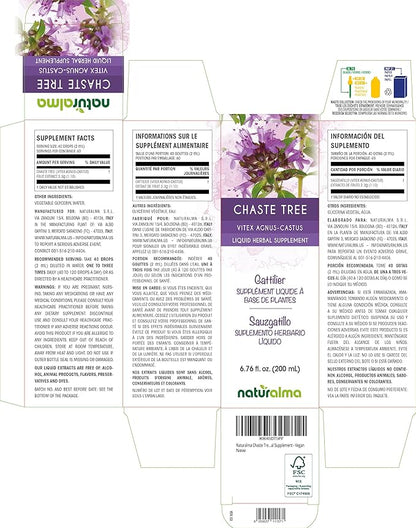 Naturalma Chaste Tree (Vitex Agnus-castus) Fruit Alcohol-Free Tincture - 6.76 fl oz Liquid Extract in Drops - Herbal Supplement - Vegan