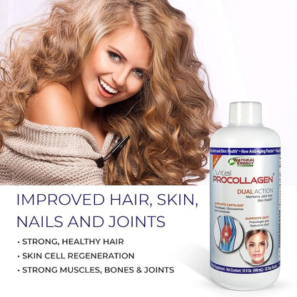 Natural Energy Vital Procollagen - Liquid Hydrolyzed Collagen Protein with Hyaluronic Acid and Glucosamine Chondroitin Sulfate Anti-Aging Factor for Men and Women 16oz |New Snickerdoodle Flavor|