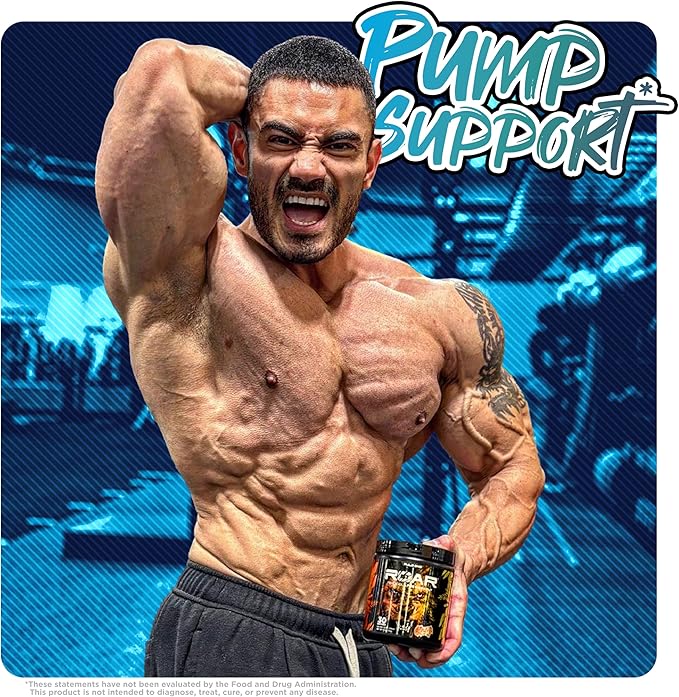 Rule 1 R1 Roar - Pre-Workout Powder with Creatine, Beta-Alanine, Citrulline, Electrolytes & Caffeine (30 Servings, Blue Razz)