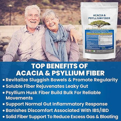 Kidney Restore Organic Acacia & Psyllium Husk Fiber Powder - Prebiotic & Natural Supplement - Soluble Acacia & Psyllium Husk Powder - 1.5 lbs (48oz), 2 Packs