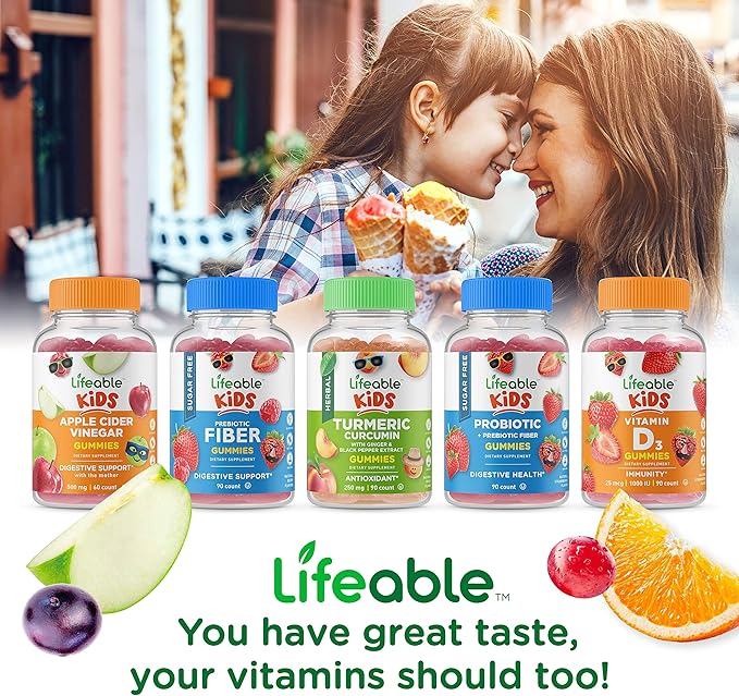 Lifeable Probiotic 2 Billion CFU Kids + Multivitamin Kids, Gummies Bundle - Great Tasting, Vitamin Supplement, Gluten Free, GMO Free, Chewable Gummy