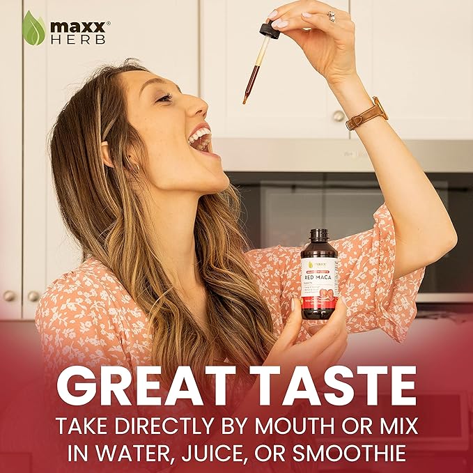 Maxx Herb Red Maca Root Extract - Max Strength Liquid Drops Absorb Better Than Powder or Capsules, for Stamina, Memory and Focus - Alcohol Free - 4 Bottles, 4 Oz Each (240 Servings)