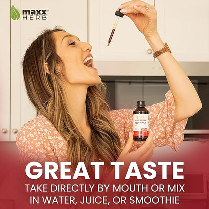 Maxx Herb Red Maca Root Extract - Max Strength Liquid Drops Absorb Better Than Powder or Capsules, for Stamina, Memory and Focus - 4 Oz Bottle (60 Servings)