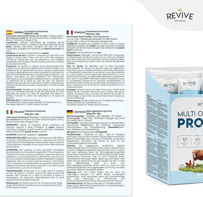 Multi Collagen Protein Powder Packets - Types I, II, III, V & X - Hydrolyzed Grass Fed Bovine, Wild Caught Fish, & Free-Range Chicken & Eggshell Collagen. Non-GMO, Halal, (10g Each, 20 Packets)