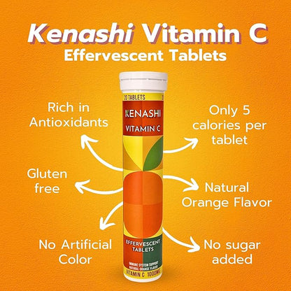 Vitamin C 1000mg Effervescent Tablets Vitamin with Zinc Potassium Magnesium E Vitamin Vitamina C Efervescente para Adulto Zinc and Vitamin C 20 Tablets