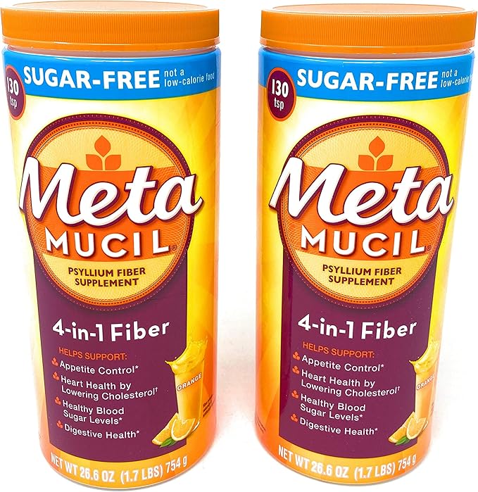 Metamucil Sugar Free Fiber Supplement, Orange Smooth 260 Servings