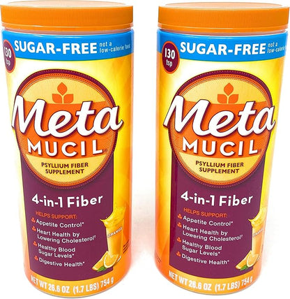 Metamucil Sugar Free Fiber Supplement, Orange Smooth 260 Servings