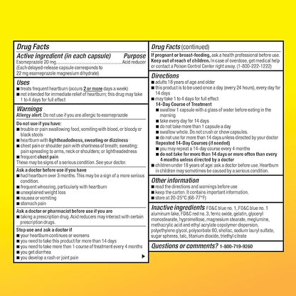 Amazon Basic Care Esomeprazole Magnesium Delayed-Release Mini Capsules, 20 mg, Acid Reducer, 24 Hour Heartburn Medicine, 42 Count