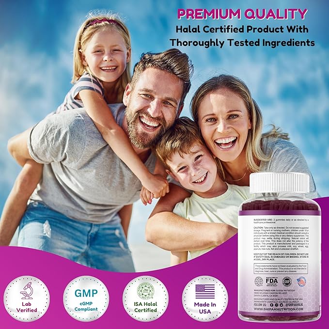Vegan Black Sambucus Elderberry Gummies | Non-GMO | 60 Gummies, 30 Serving w/ 100mg Elderberry, 90mg Vitamin C, 7.5mg Zinc | Immune Support, Antioxidant Flavonoids Halal Vitamins