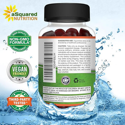 aSquared Nutrition Mushroom Gummies - 10x Complex Supplement - Lions Mane, Turkey Tail, Reishi, Cordyceps, Chaga - Energy, Focus, Immune Support for Men & Women - Replace Powder, Capsules & Pills