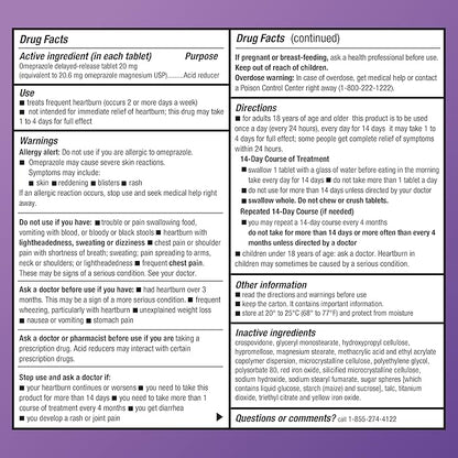 Amazon Basic Care Omeprazole Delayed Release Tablets 20 mg, Acid Reducer, 14 Count (Packaging may vary)
