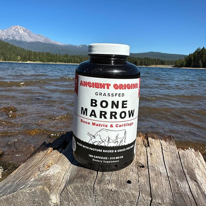 Ancient Origins Grass Fed Bone Marrow Supplement, 3060mg, Skin, Oral Health, and Joint Support Supplement, Promotes Whole-Body Wellness, Non GMO Whole Bone Extract, 180 Capsules