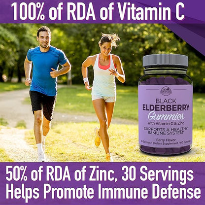 COUNTRY FARMS Elderberry Gummies with Vitamin C and Zinc, Supports Healthy Immune System, Rich in Antioxidants, Triple Action Immune Blend, Berry Flavor, 60 Gummies, 30 Servings
