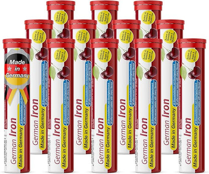 T&D German Iron 14 mg - 240 Vegan Drink Effervescent Tablets - Cherry Flavor - Made in Germany